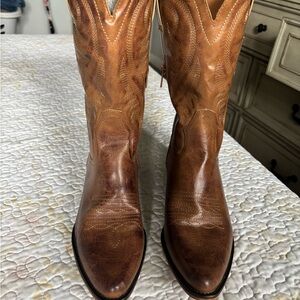 Brown Cowboy Boots with Stitched Design